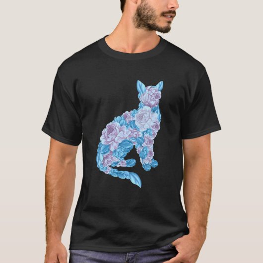  bloemenkunst Cat French Flowers Fleur Garden T-shirt (Voorkant)