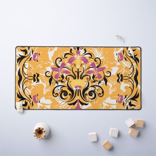 Bloemenkunst, Hollow Life, Paarse en zwarte bloeme Bureaumat (Kindertafel)