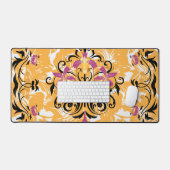 Bloemenkunst, Hollow Life, Paarse en zwarte bloeme Bureaumat (Keyboard & Muis)