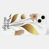 Bloemenkunst in gouden vector afbeelding iPhone hoesje (Achterkant horizontaal)