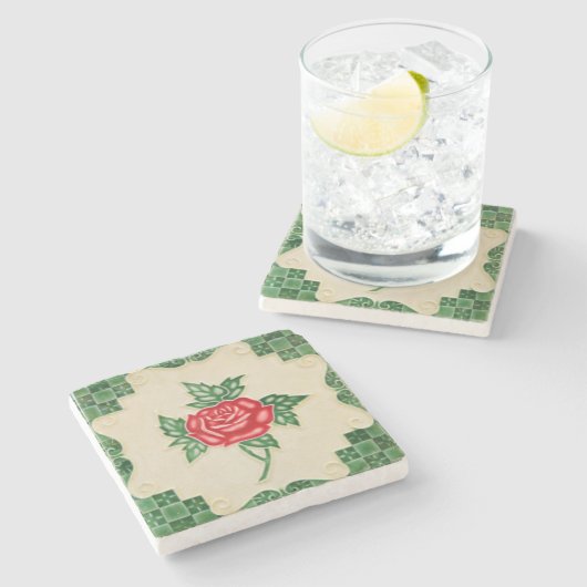  bloemenkunst Majolica Nouveau Architectuur Stenen Onderzetter (Zijkant)