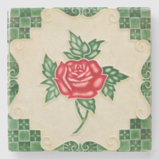  bloemenkunst Majolica Nouveau Architectuur Stenen Onderzetter (Voorkant)