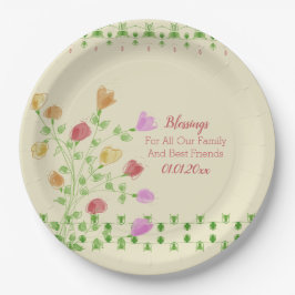 Bloemenkunst met crème papieren bordje