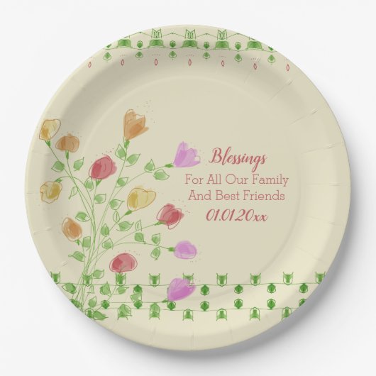 Bloemenkunst met crème papieren bordje (Voorkant)