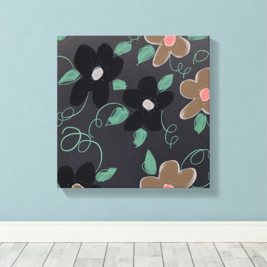 Bloemenkunst met zwart canvas afdruk (Insitu (Houten vloer))