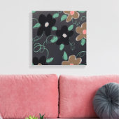 Bloemenkunst met zwart canvas afdruk (Insitu (Woonkamer))