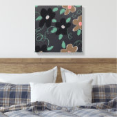 Bloemenkunst met zwart canvas afdruk (Insitu (Slaapkamer))