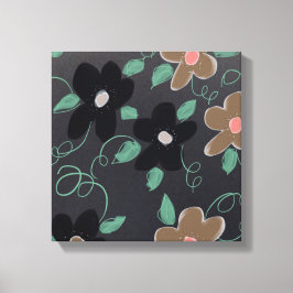 Bloemenkunst met zwart canvas afdruk