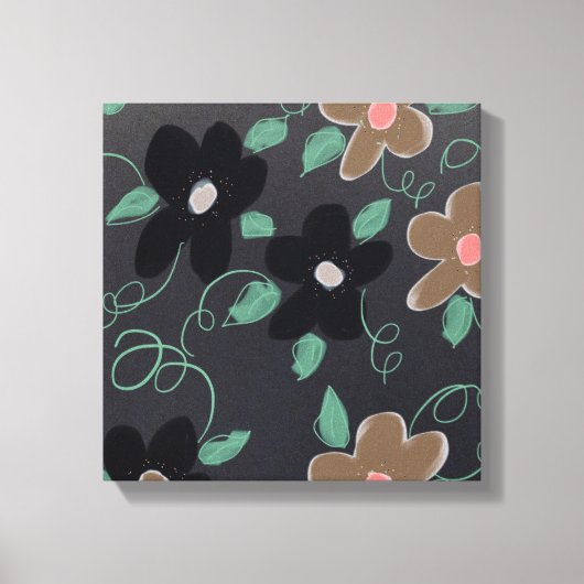Bloemenkunst met zwart canvas afdruk (Voorkant)