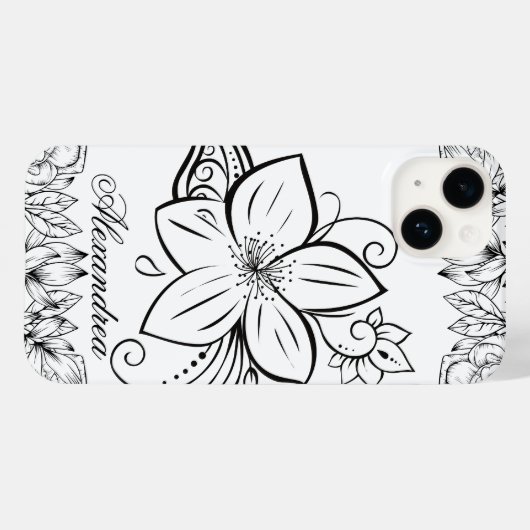 Bloemenkunst, Monochrome schoonheid Case-Mate iPhone Case (Achterkant (horizontaal))