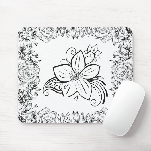 Bloemenkunst, Monochrome schoonheid Muismat (Met muis)