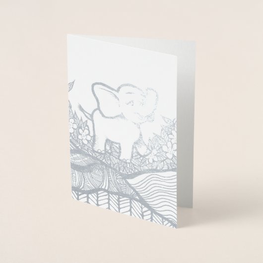 Bloemenkunst olifant folie kaarten (Voorkant)