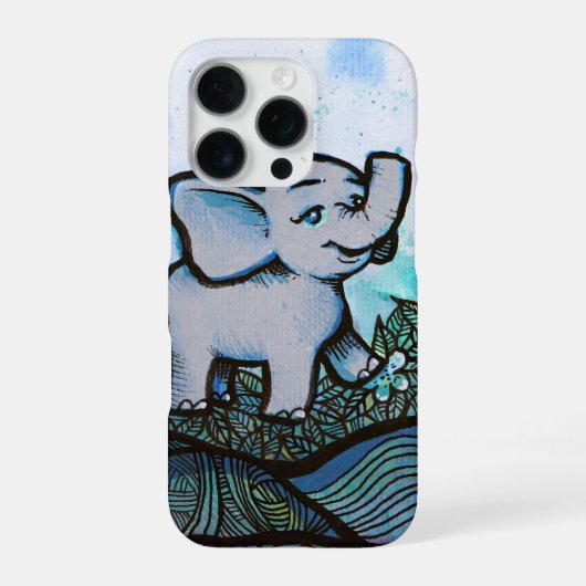 Bloemenkunst olifant iPhone hoesje (Achterkant)