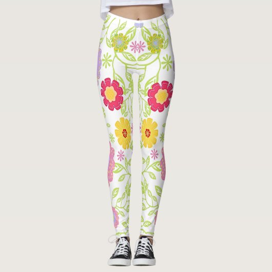Bloemenkunst schilderij patroon leggings (Voorkant)