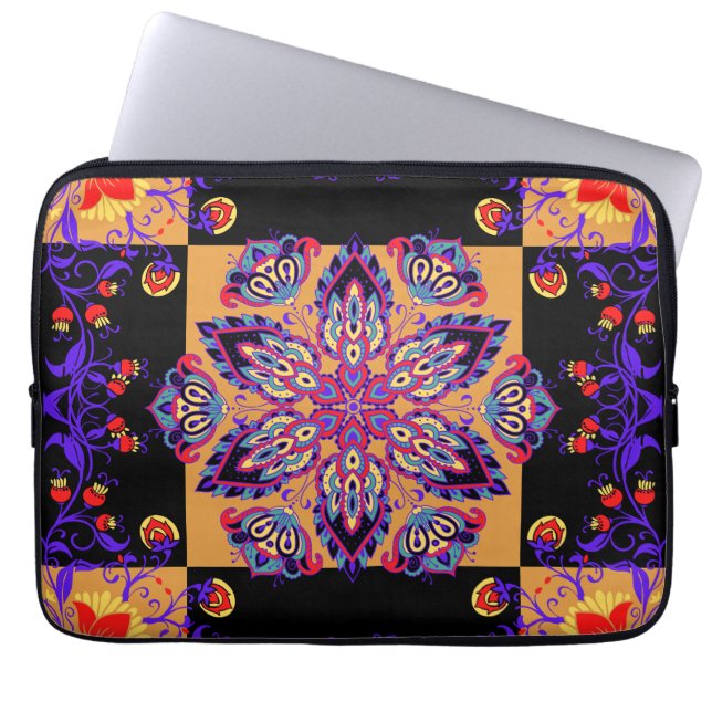 Bloemenkunst, Violet Natuur Laptop Sleeve (Voorkant)