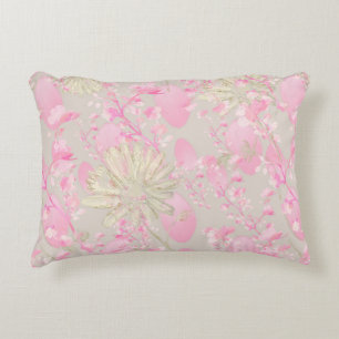 Bloemenkussen met roze en gouden accent kussen
