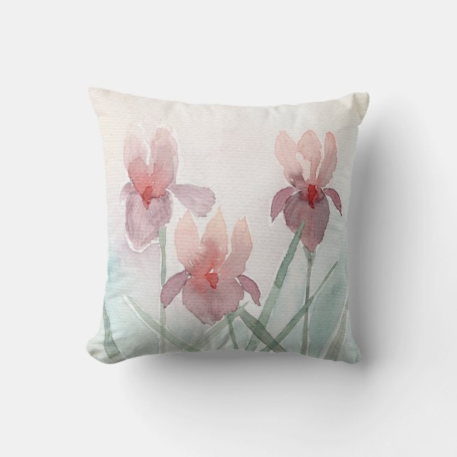 Bloemenkussen Waterverf Iris Kussen (Voorkant)