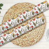 Bloemenkwartel Vogel Lente Patroon Bruiloft Cadeaupapier