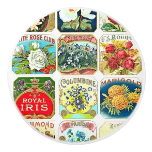 Bloemenlabels Keramische Knop (Voorkant)