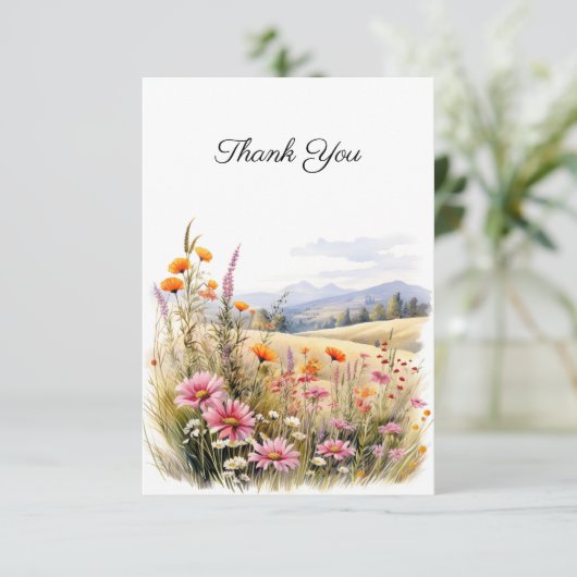 Bloemenlandschap begrafenisfoto Dank u Bedankkaart (Staand voorkant)