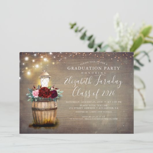 Bloemenlantaarn rustiek land Herfst Afstuderen Kaart (Staand voorkant)