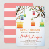 Bloemenlantaarn Vogel Bruids Douche Uitnodigingen (Voorkant / Achterkant)