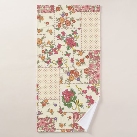 bloemenlappendeken naadloos ontwerp badhanddoek (Badhanddoek)