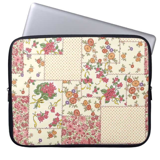  bloemenlappendeken naadloos ontwerp laptop sleeve (Voorkant)