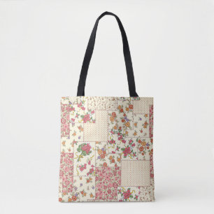  bloemenlappendeken naadloos ontwerp tote bag