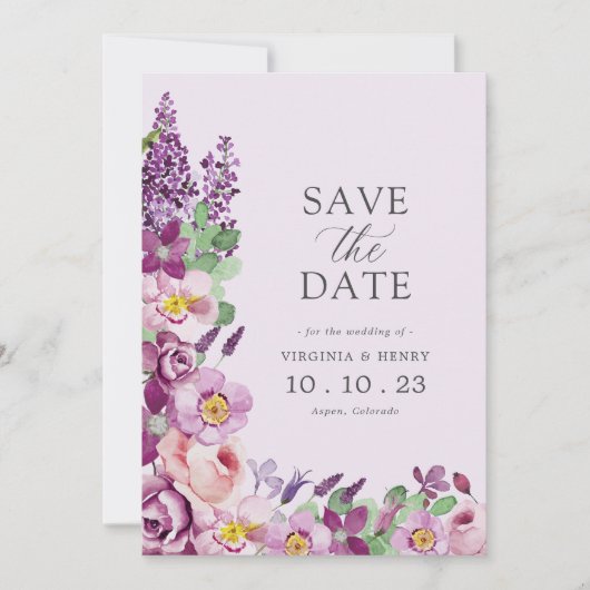Bloemenlavendel Bewaar de datum Save The Date (Voorkant)