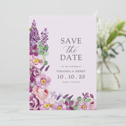 Bloemenlavendel Bewaar de datum Save The Date (Staand voorkant)