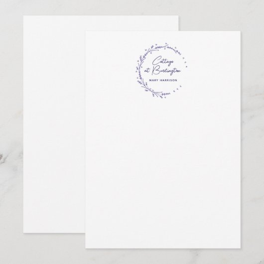 Bloemenlavendel harten krans notitiekaartje (Voorkant / Achterkant)