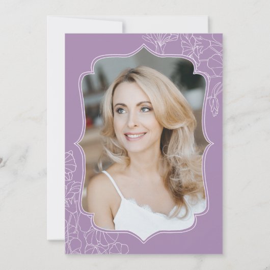 Bloemenlavendel Paarse foto 50ste verjaardagsfeest Kaart (Achterkant)