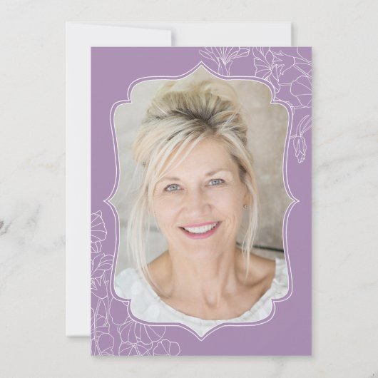 Bloemenlavendel Paarse foto 70ste verjaardagsfeest Kaart (Achterkant)