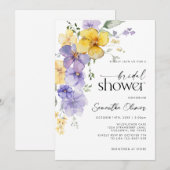 Bloemenlavendel Paarse Gouden Bruiloft Kaart (Voorkant / Achterkant)