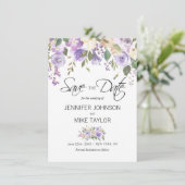 Bloemenlavendel Paarse Lila Bloemen Bruiloft Save The Date (Staand voorkant)