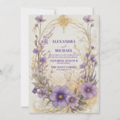 Bloemenlavendel paarse waterverf bruiloft kaart (Voorkant)