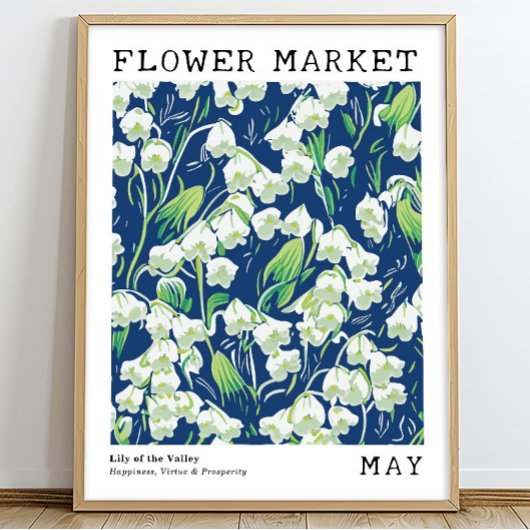 Bloemenlelie van de vallei mei geboorte bloemenmar poster