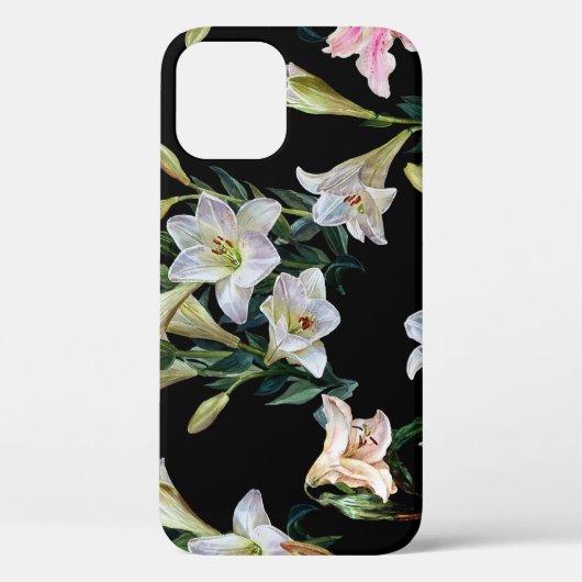Bloemenlelies: zwarte achtergrond schilderij Case-Mate iPhone case (Achterkant)