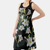 Bloemenlelies: zwarte achtergrond schilderij schort (Insitu)