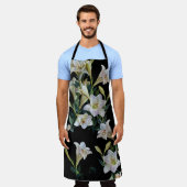 Bloemenlelies: zwarte achtergrond schilderij schort (Gedragen)