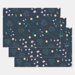 Bloemenlente bloeiende bloemnaadloos inpakpapier vel