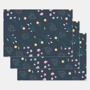 Bloemenlente bloeiende bloemnaadloos inpakpapier vel