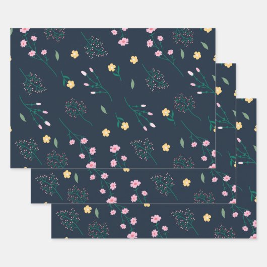 Bloemenlente bloeiende bloemnaadloos inpakpapier vel (Set)