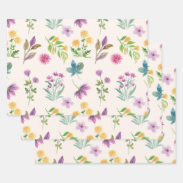 Bloemenlente bloeiende bloemnaadloos inpakpapier vel