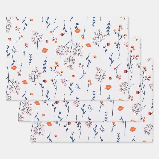 Bloemenlente bloeiende bloemnaadloos inpakpapier vel (Set)