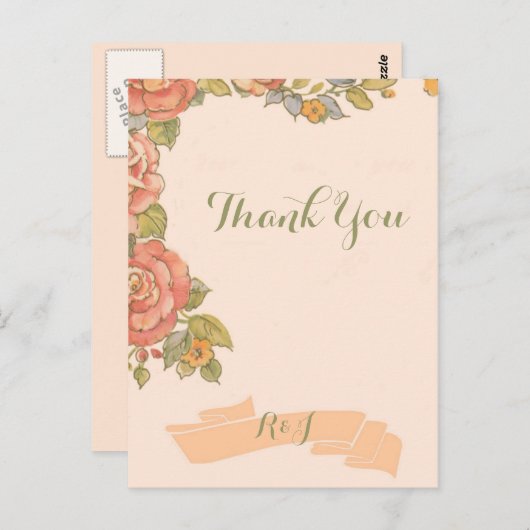  bloemenlente bruiloft dank je wel briefkaart (Voorkant / Achterkant)