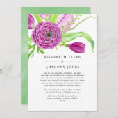 Bloemenlente bruiloft verminderde gastenlijst aankondiging (Voorkant / Achterkant)