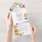 Bloemenlente Delicate Bloemen Bruiloft Uitnodigen All In One Uitnodiging (Afscheurbaar)