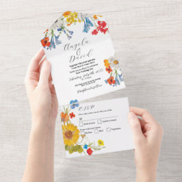 Bloemenlente Delicate Bloemen Bruiloft Uitnodigen  All In One Uitnodiging